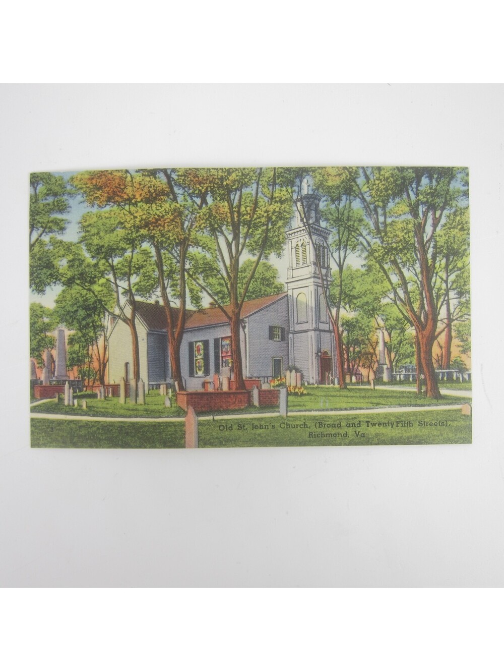 Vintage Postcard Richmond Virginia Old St. John's Church Exterior Broad & 25th